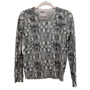 Zadig & Voltaire 100% Cashmere Sweate Womens XS Metallic Snake Skin Button Trim